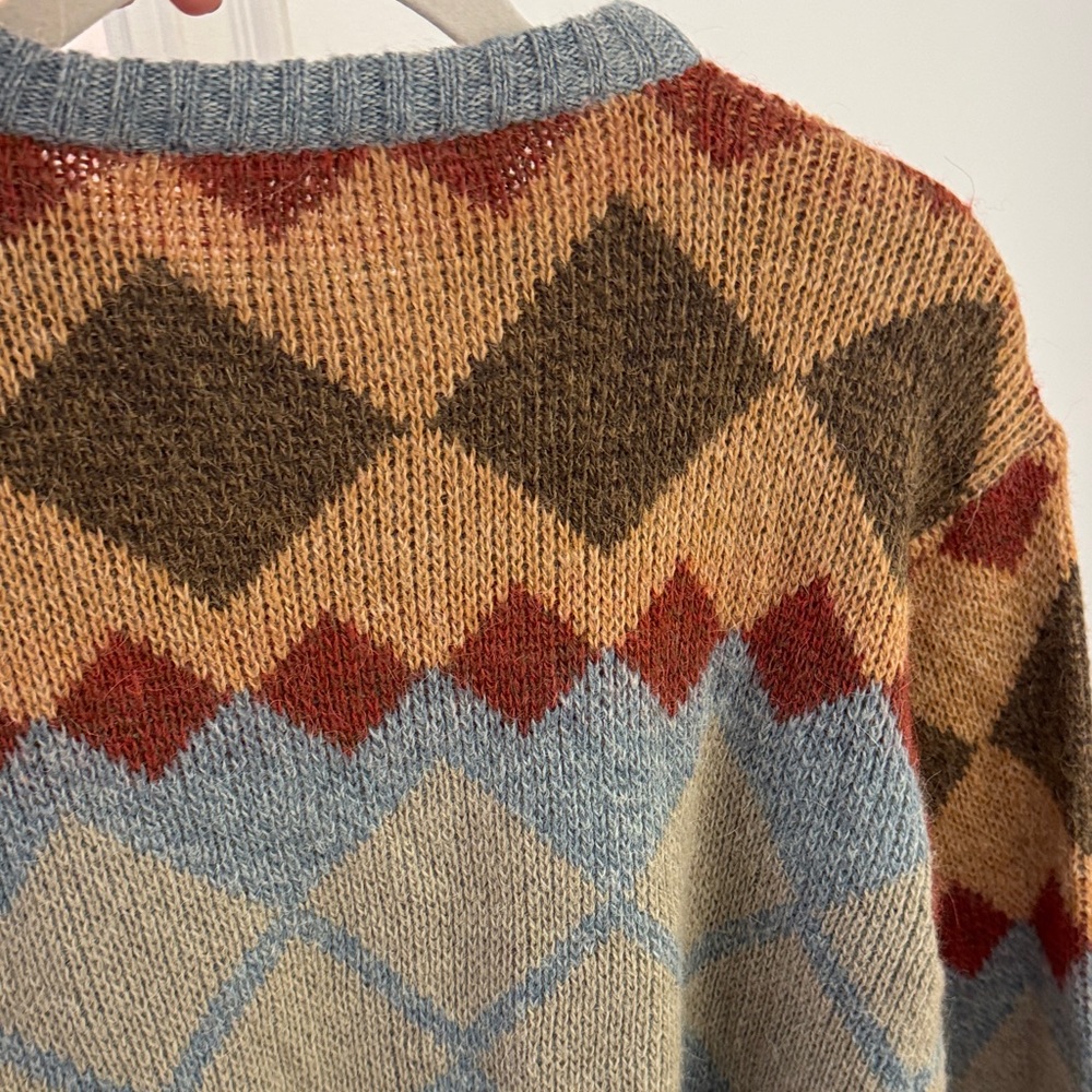 Women's Argyle Crewneck Sweater - Blue, Red, Brown, Tan